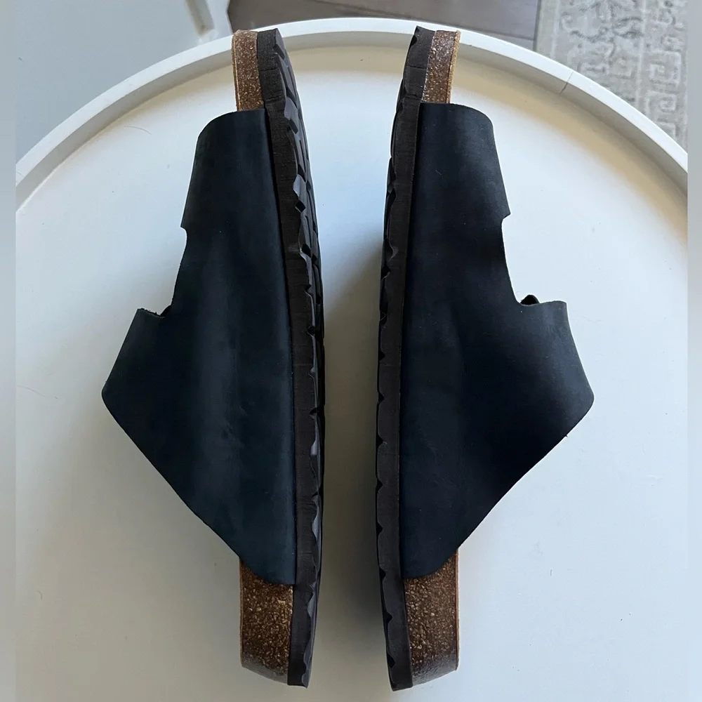 GRUNLAND Black Leather Sandals EU Size 45